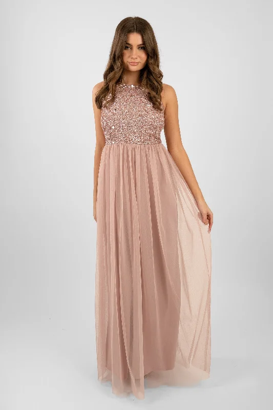 Comfortable Looks Soft Wear Pieces Picasso Pale Mauve Embellished Bridesmaid Dress