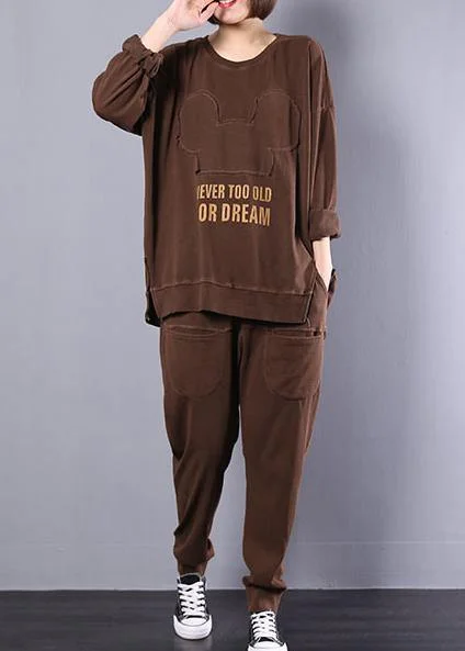Weekend Wear Trendy Chic Comfort new loose large size literary retro old patched tops harem pants two-piece