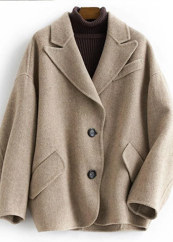 Versatile Style Comfortable Chic Wearables 2025 oversized medium length coat Button Down nude Notched wool overcoat Versatile Style Comfortable Chic Wearables 2025 oversized medium length coat Button Down nude Notched wool overcoat