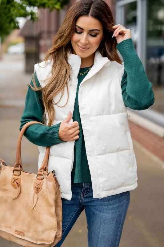 Simple Style Soft Casual Wearable Lightly Corded Stitched Puffer Vest