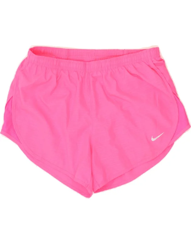 Layered Comfort Relaxed Soft Fashion NIKE Womens Dri Fit Sport Shorts UK 10 Small  Pink Striped Polyester