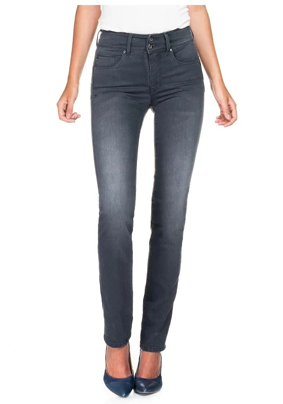 Versatile Comfort Cozy Street Fashion Salsa Secret Push In Straight Leg Jeans, Grey