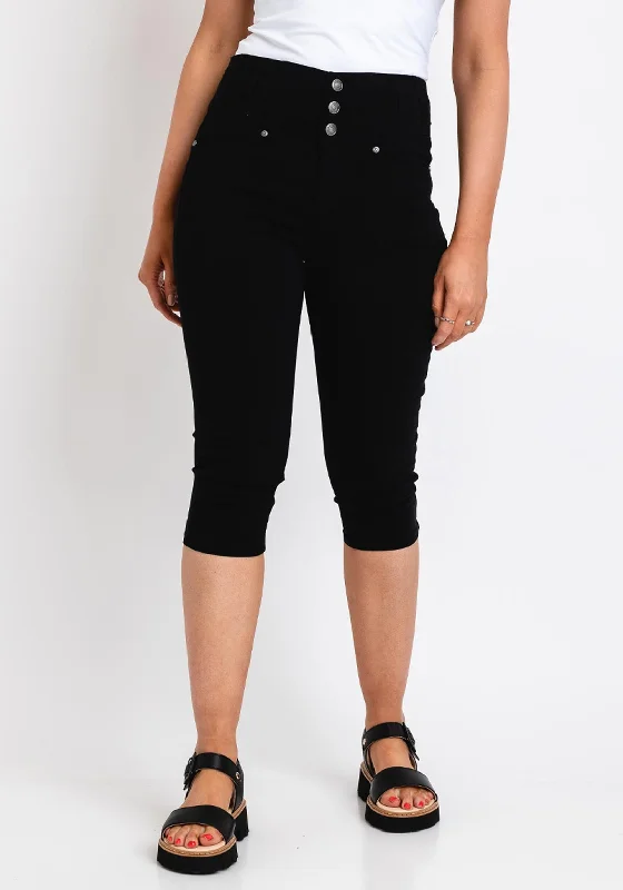 Relaxed Tops Trendy Soft Looks Fransa High Waist Capri Jeans, Black
