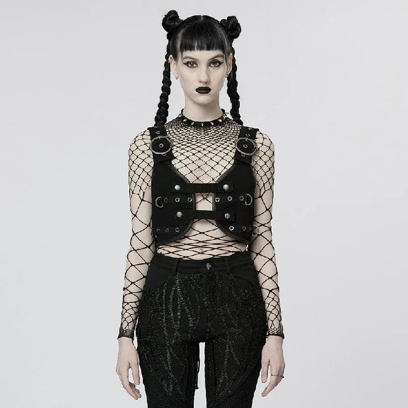 Fashionable Ease Practical Style Choices Women's Punk Strappy Eyelets Vest