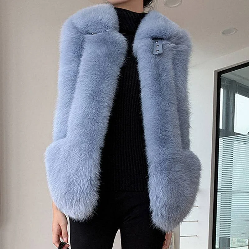 Versatile Comfort Comfortable Fashion Layers Soft Thick Plush Fox Fur Gilet With Hidden Pockets and Collar Versatile Comfort Comfortable Fashion Layers Soft Thick Plush Fox Fur Gilet With Hidden Pockets and Collar