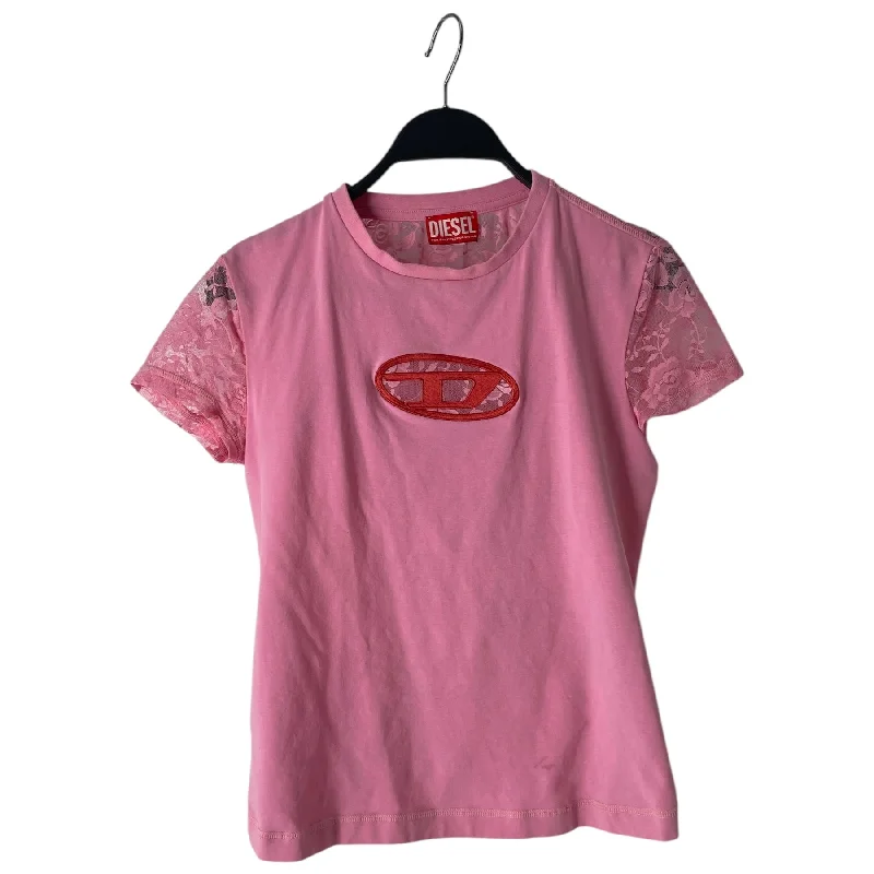 Light Fit Cozy Chic Styles DIESEL/T-Shirt/S/Cotton/PNK/lace back n sleeves red D