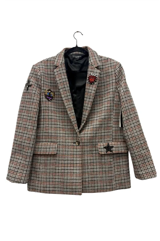 Chic Outfits Cozy Smart Wear Women's Dallas Patches Blazer In Houndstooth