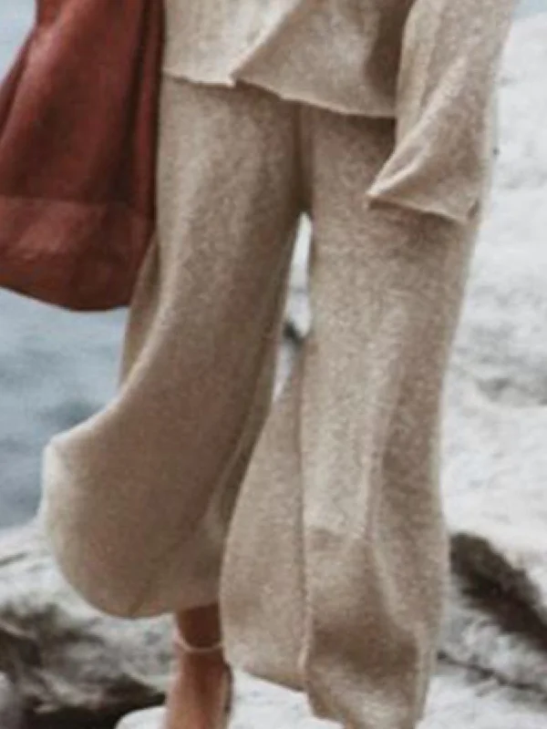 Everyday Comfort Comfortable Fashionwear V-neck Loose Wide Leg Solid Color Suit