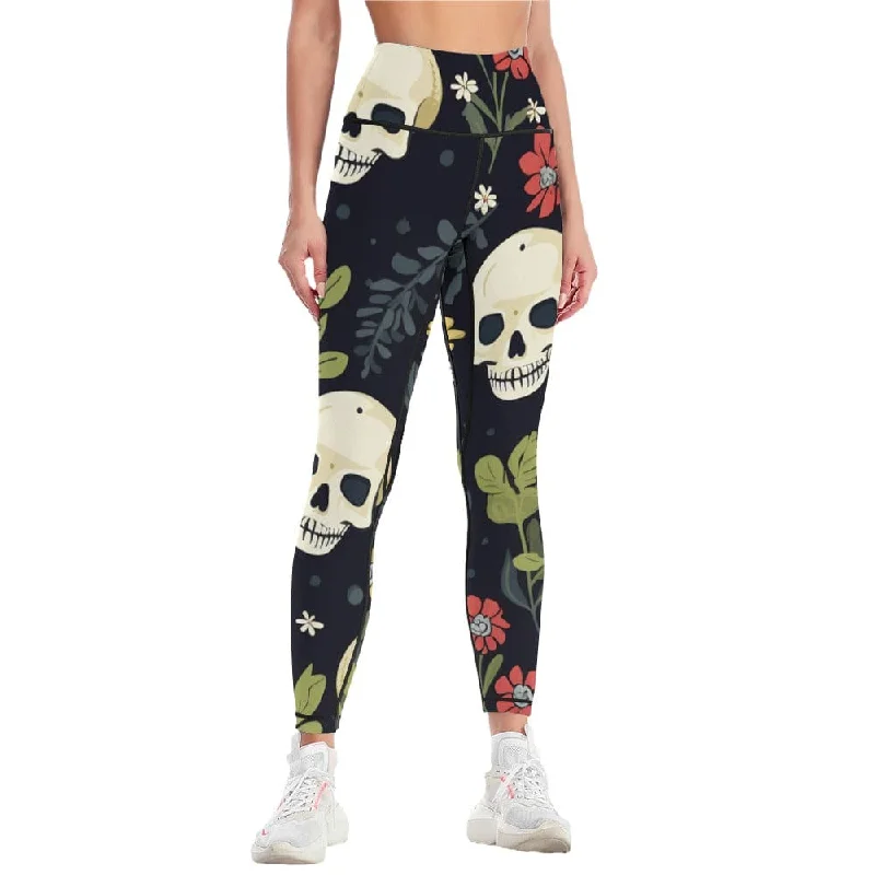 Cozy Pants Stylish Layered Wear Women's Jungle Skulls Comfort Sports Yoga Pants