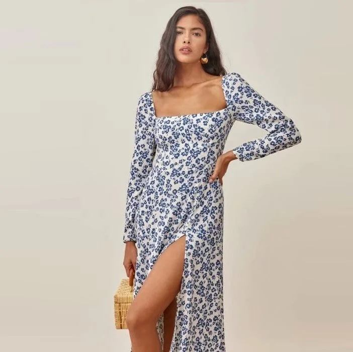 Breezy Style Comfy Outfits Wearable Women's French Vintage Fashion Print Long Dress