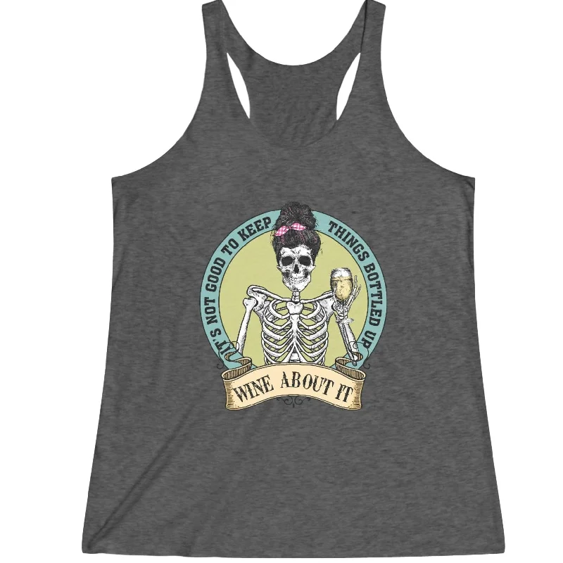 Relaxed Dresses Casual Soft Fit Women's Skull Wine About It Tri-Blend Racerback Tank
