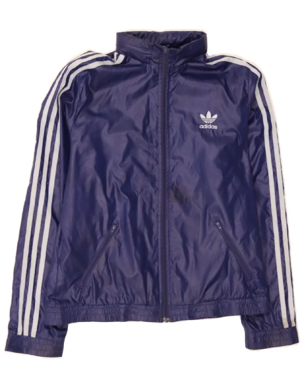 Layered Style Casual Soft Fit ADIDAS Womens Hooded Tracksuit Top Jacket IT 46 Large Purple Polyester