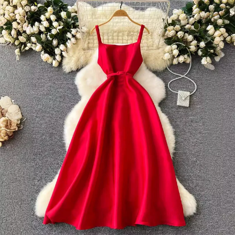Trendy Casuals Trendy Comfy Outfits French Waist-tight Puffy Wide-hem Dress