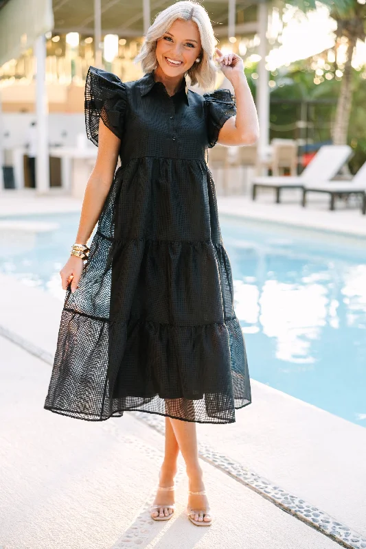 Cozy Chic Wear Warm Comfortable Fits More Good Days Black Midi Dress