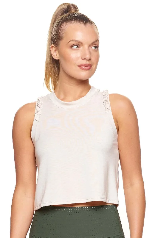 Weekend Style Comfortable Fashion Layers Ruffle Tank Top Oatmeal
