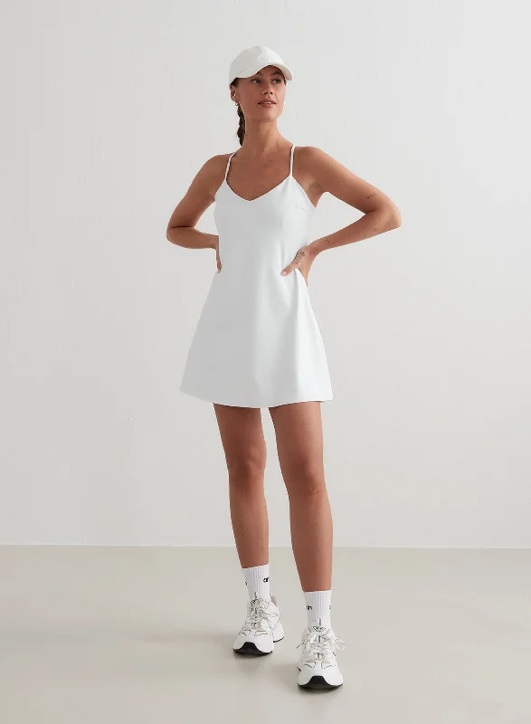 Trendy Dresses Soft Daywear Fits White Sense Strap Dress