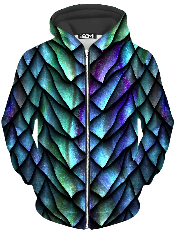 Easy-to-Wear Soft and Relaxed Fashion Dosed Dragon Scale Unisex Zip-Up Hoodie
