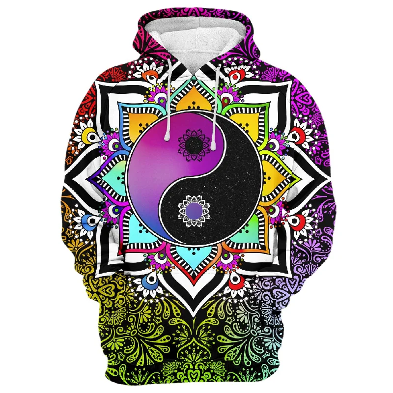 Weekend Comfort Practical Warm Clothing Purple Yin Yang Hoodie