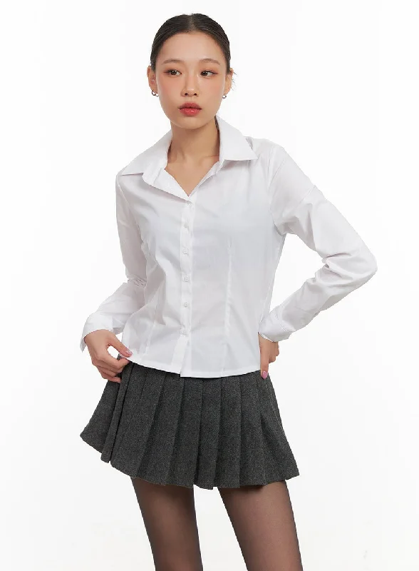 Comfortable Sweaters Warm Comfortable Fits Buttoned Collar Cotton Blouse CD409
