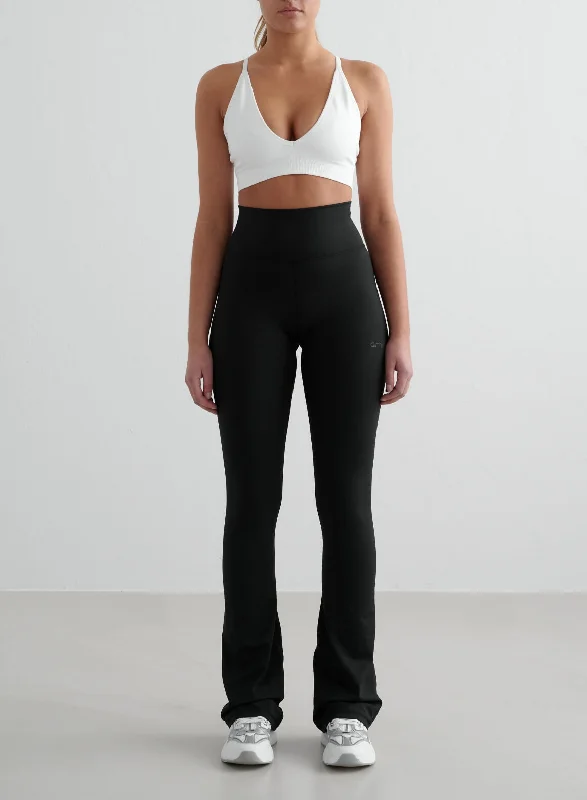 Soft Feel Cozy Fashion Pieces Black Monochrome Core Flare Tights