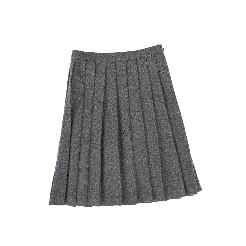 Everyday Outfits Comfy Warm Fashion Bamboo Heather Gray Wool Pleated Skirt [FINAL SALE]