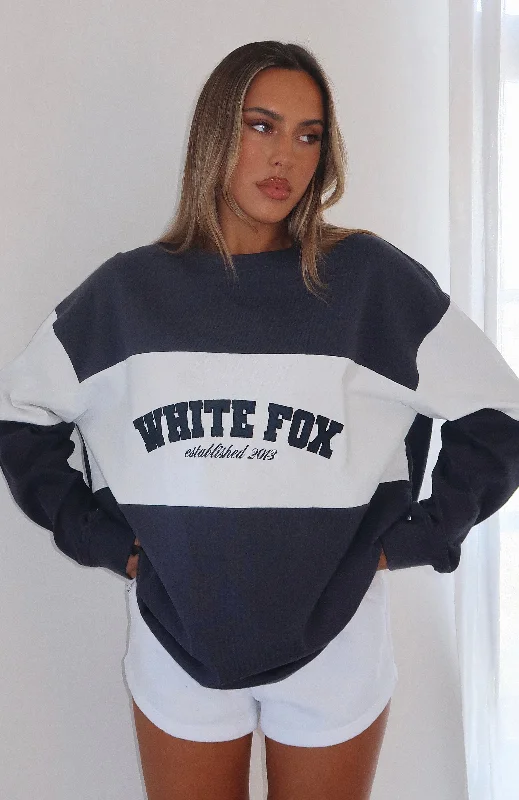 Urban Comfort Comfortable Layered Looks Need You More Long Sleeve Oversized Tee Navy