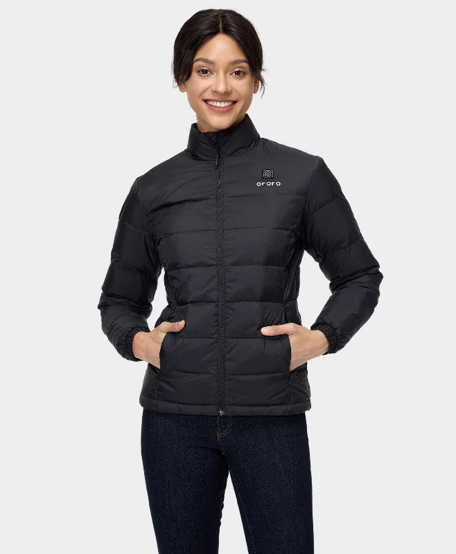 Weekend Wear Comfortable Wardrobe Pieces Women’s Heated Puffer Jacket - Black/Yellow