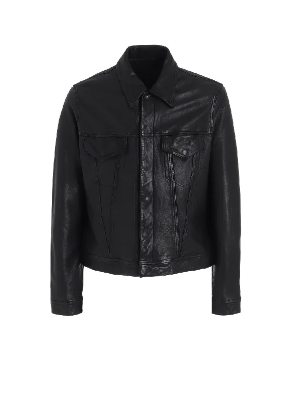 Smart Casuals Cozy Everyday Styles VEGETABLE TANNED SHEEP LEATHER TRUCKER JACKET