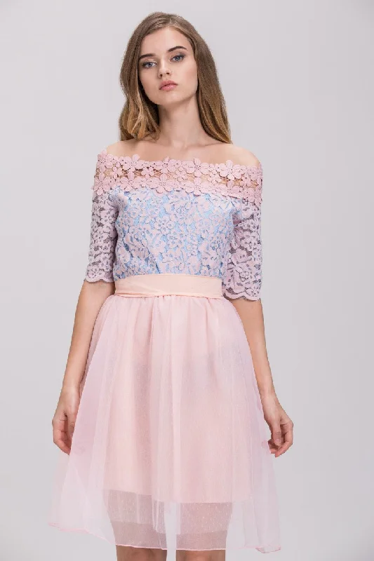 Everyday Outfits Comfortable Wear Choices Pink Lace Layered Tulle Mini Princess Dress