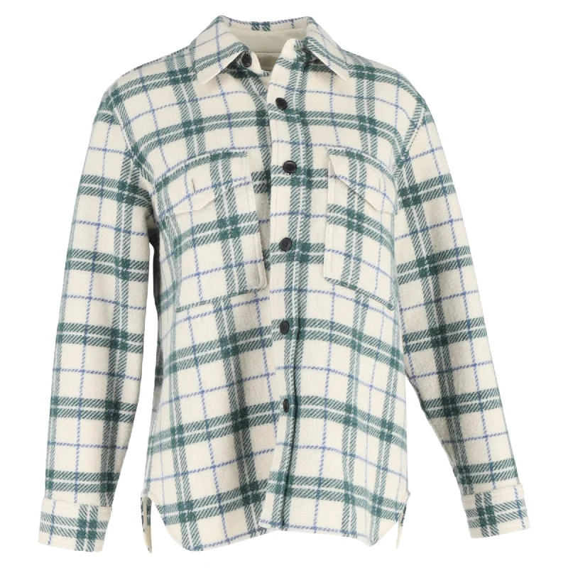 Modern Chic Soft Cozy Wear Isabel Marant Étoile Faxon Plaid Jacket in Green Wool
