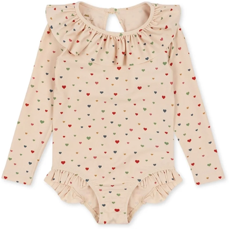Breathable Comfort Comfy Warm Fashion Konges Sløjd Multi Hearts Manuca Frill Swimsuit