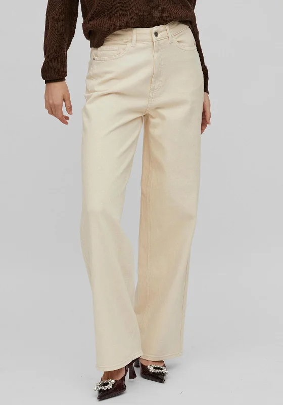 Relaxed Dresses Cozy Stylish Wear Vila Freya Wide Leg Jeans, Birch