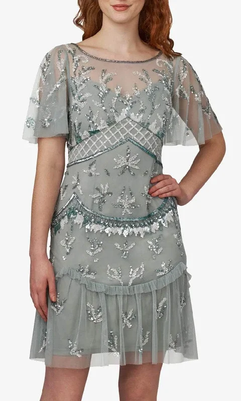 Relaxed Dresses Comfortable Chic Fashion Adrianna Papell AP1E209503 - Beaded Mesh Dress
