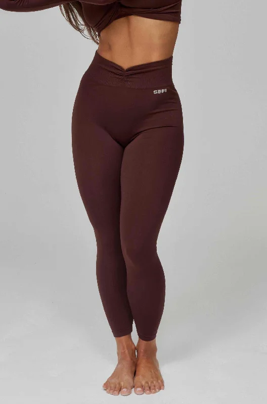 Luxe Comfort Practical Style Choices Butterluxe Ruched Waist 7/8 Leggings - Bitter Chocolate