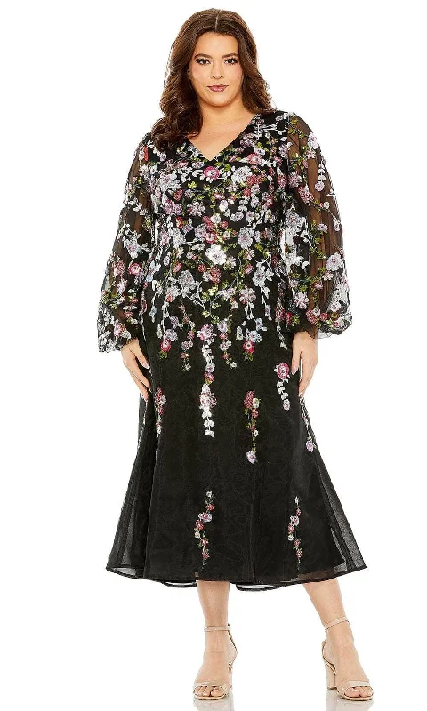 Simple Style Soft Day-to-day Looks Mac Duggal 20474 - Long Puff Sleeve Full Back Prom Dress