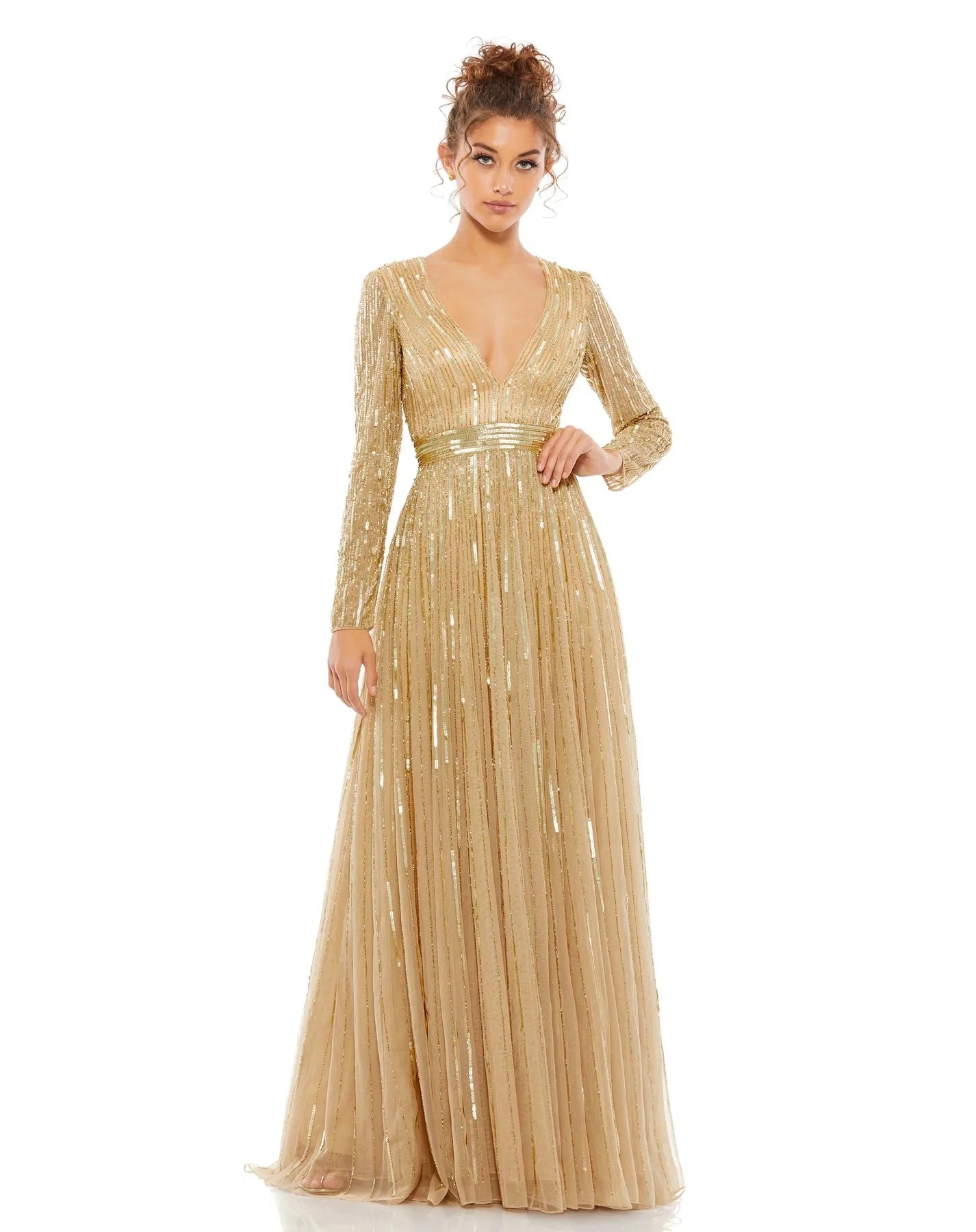 Effortless Dressing Practical Chic Pieces Mac Duggal Evening - 4977D Long Sleeve A-Line Gown