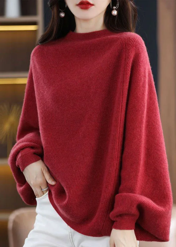 Everyday Outfits Chic and Comfortable Pieces Modern Red O-Neck Oversized Wool Knit Sweater Tops Batwing Sleeve Everyday Outfits Chic and Comfortable Pieces Modern Red O-Neck Oversized Wool Knit Sweater Tops Batwing Sleeve