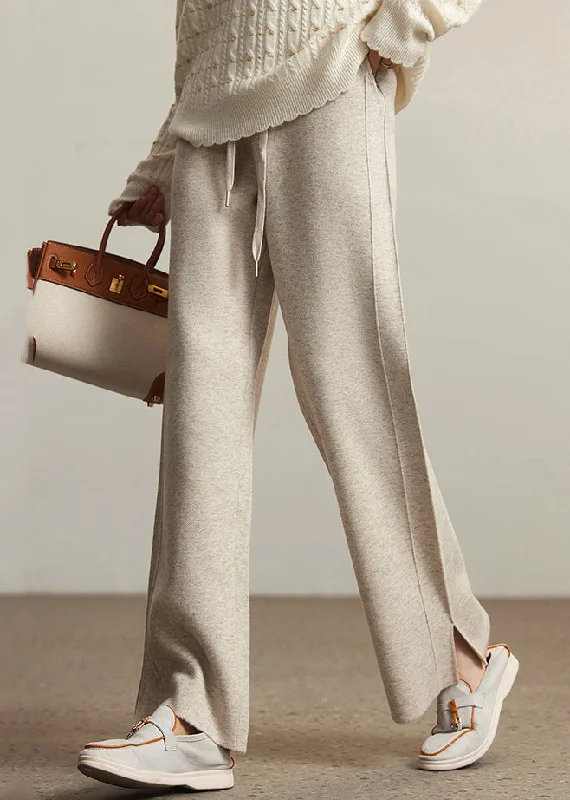 Effortless Elegance Comfortable Chic Fashion Loose Apricot Pockets Elastic Waist Woolen Pants Spring Effortless Elegance Comfortable Chic Fashion Loose Apricot Pockets Elastic Waist Woolen Pants Spring