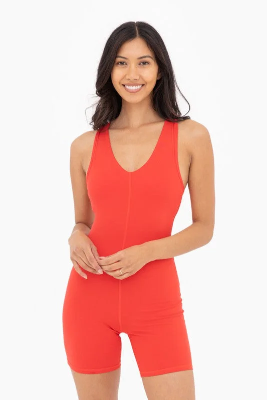 Cozy Outfit Soft Street Fashion Racerback V-Neck Romper