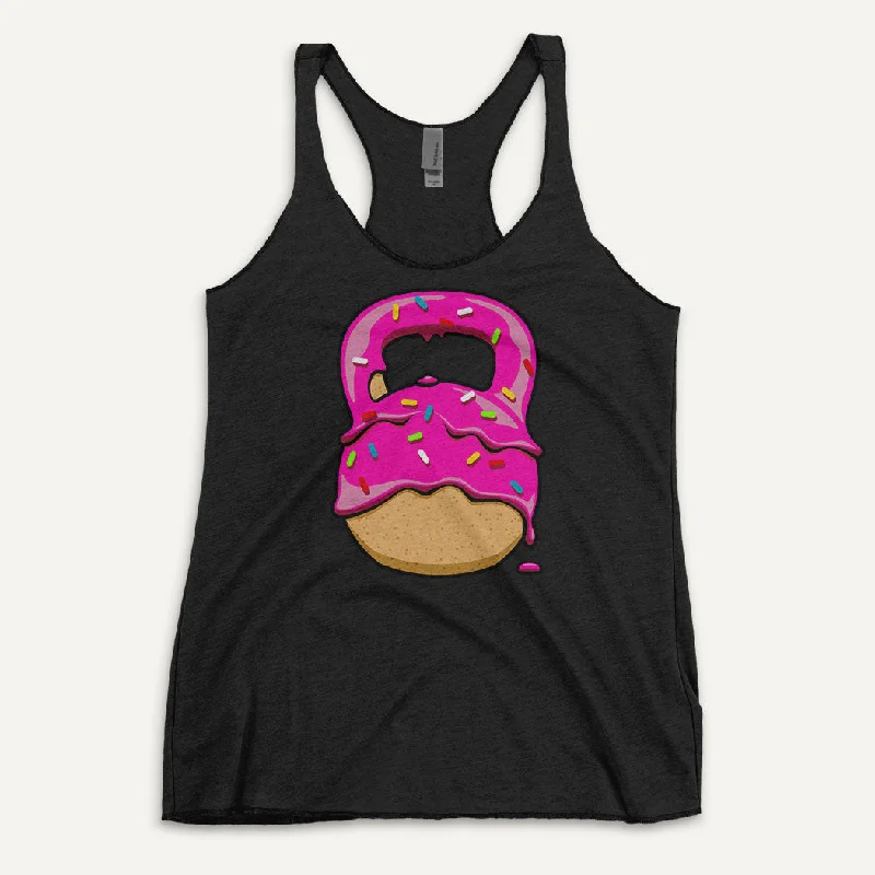Cozy Chic Stylish Relaxed Clothing Pink-Glazed Donut With Sprinkles Kettlebell Design Women’s Tank Top