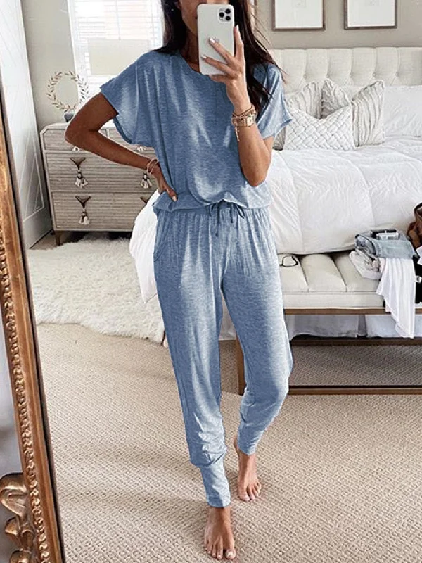 Chic Comfort Effortless Cozy Outfits Simple Casual Loose Comfortable Soft Top Pants Suit