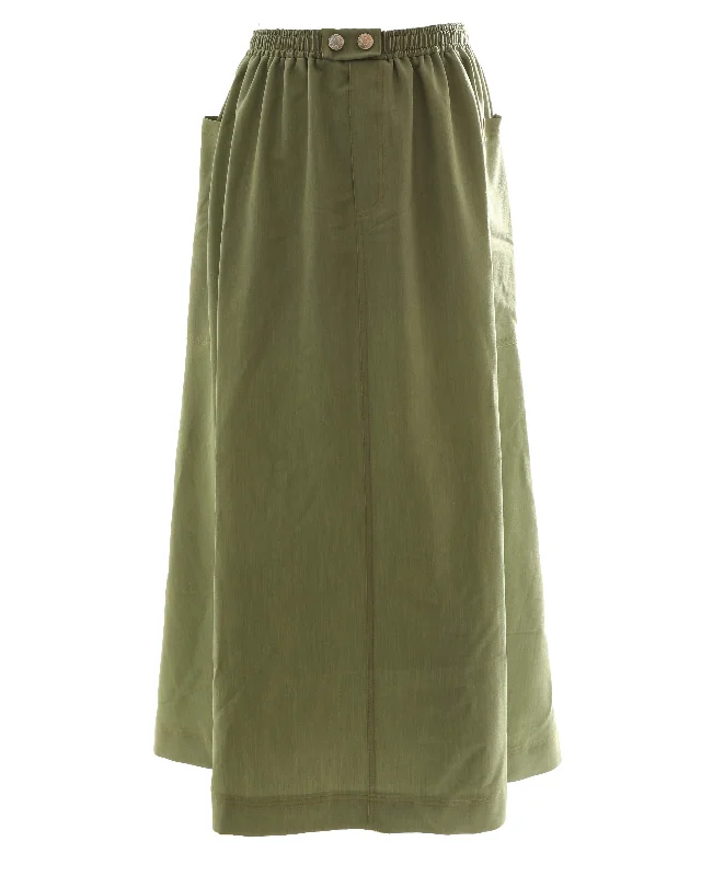 Cozy Apparel Effortless Street Chic HSK142-DOUBLE STITCH DETAIL SKIRT-Basil