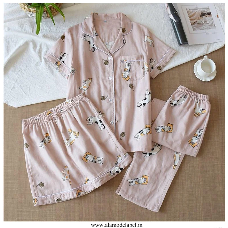 Modern Chic Comfy Outfits Wearable Pegmove 3 Pc Nightsets