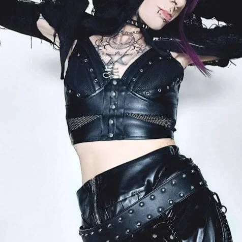 Versatile Comfort Cozy Layered Wearables Women's Punk Mesh Splice Faux Leather Vest