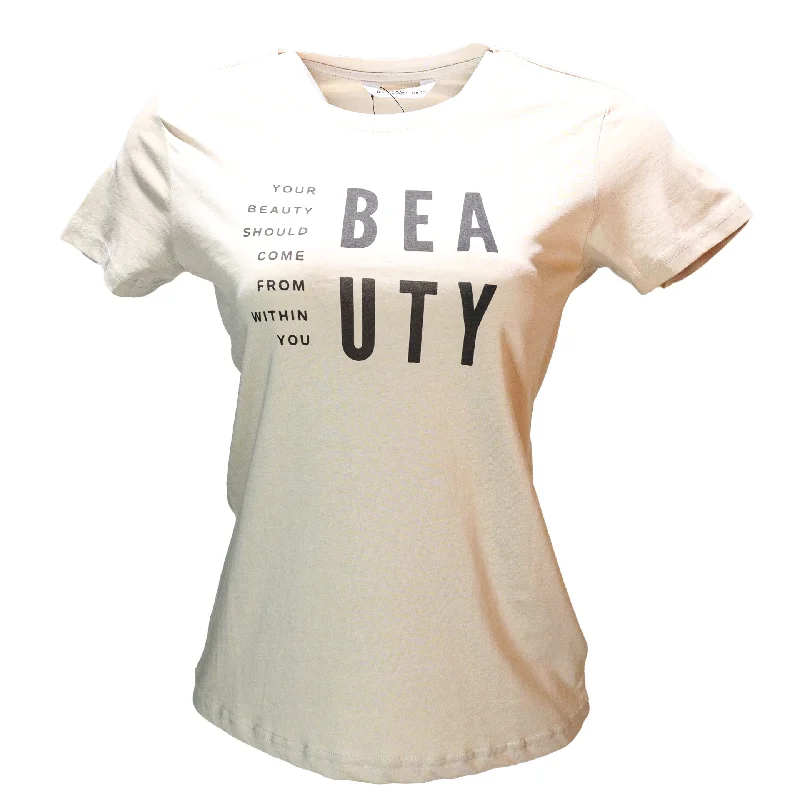 Casual Fit Effortless Comfort Fit Beige Beauty Printed T Shirt