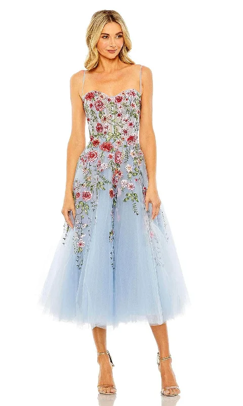 Stylish Jackets Soft Street Fashion Mac Duggal 20651 - Tea-length floral lace A-line dress