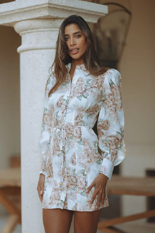 Soft Knitwear Casual Soft Fit AMELIA LINEN MINI DRESS - GARDEN BLOOM