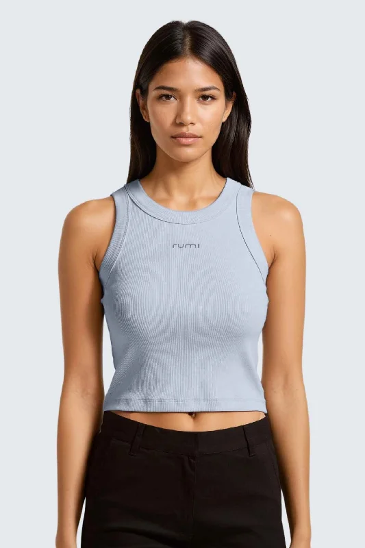 Everyday Style Soft and Relaxed Fashion W MoonRib Cropped Tank - Ocean Light