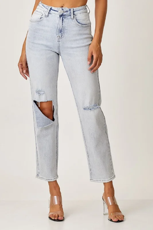 Breezy Comfort Soft Wear Fit RISEN High Rise Distressed Relaxed Jeans