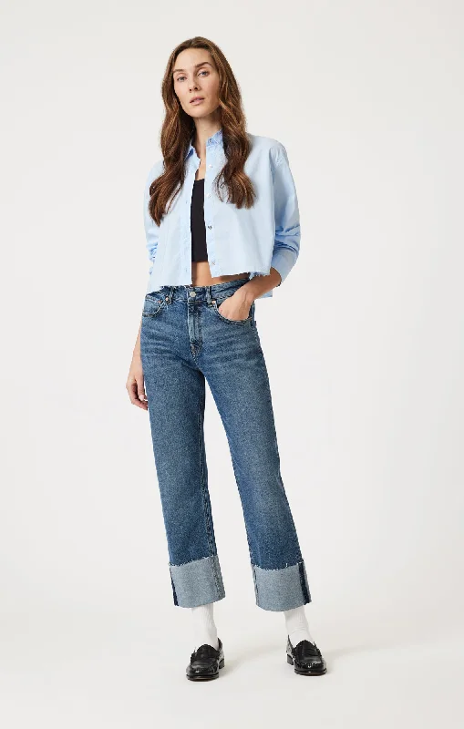 Weekend Style Fashionable Cozy Looks SAVANNAH CUFFED STRAIGHT LEG IN SHADED CLASSIC BLUE